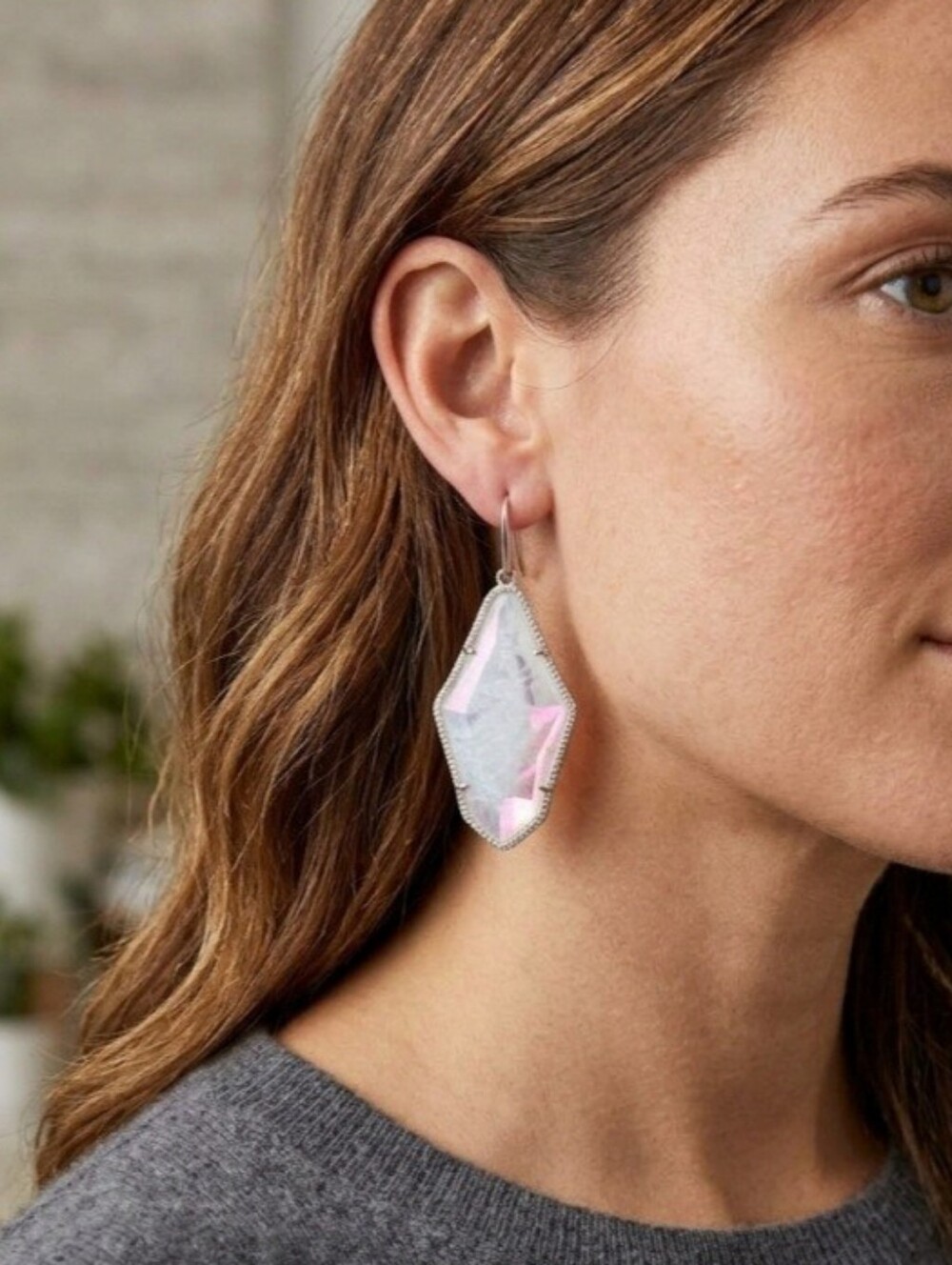Kendra Scott Iridescent Pink and White Crystal Drop Earrings - Women's Jewelry